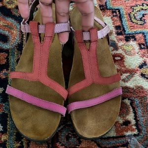 Naot sandals in rainbow